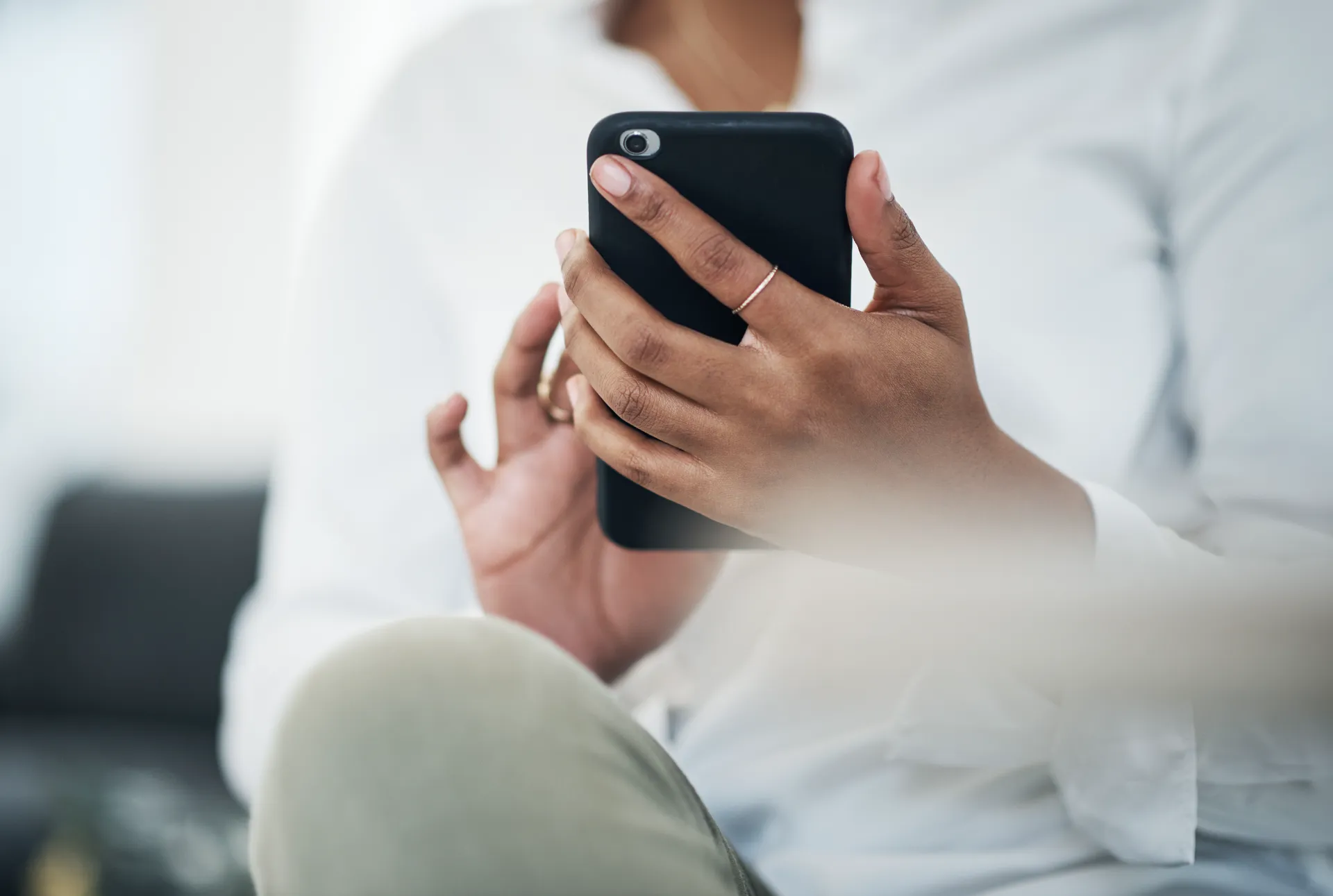 Woman completing a private online health questionnaire
